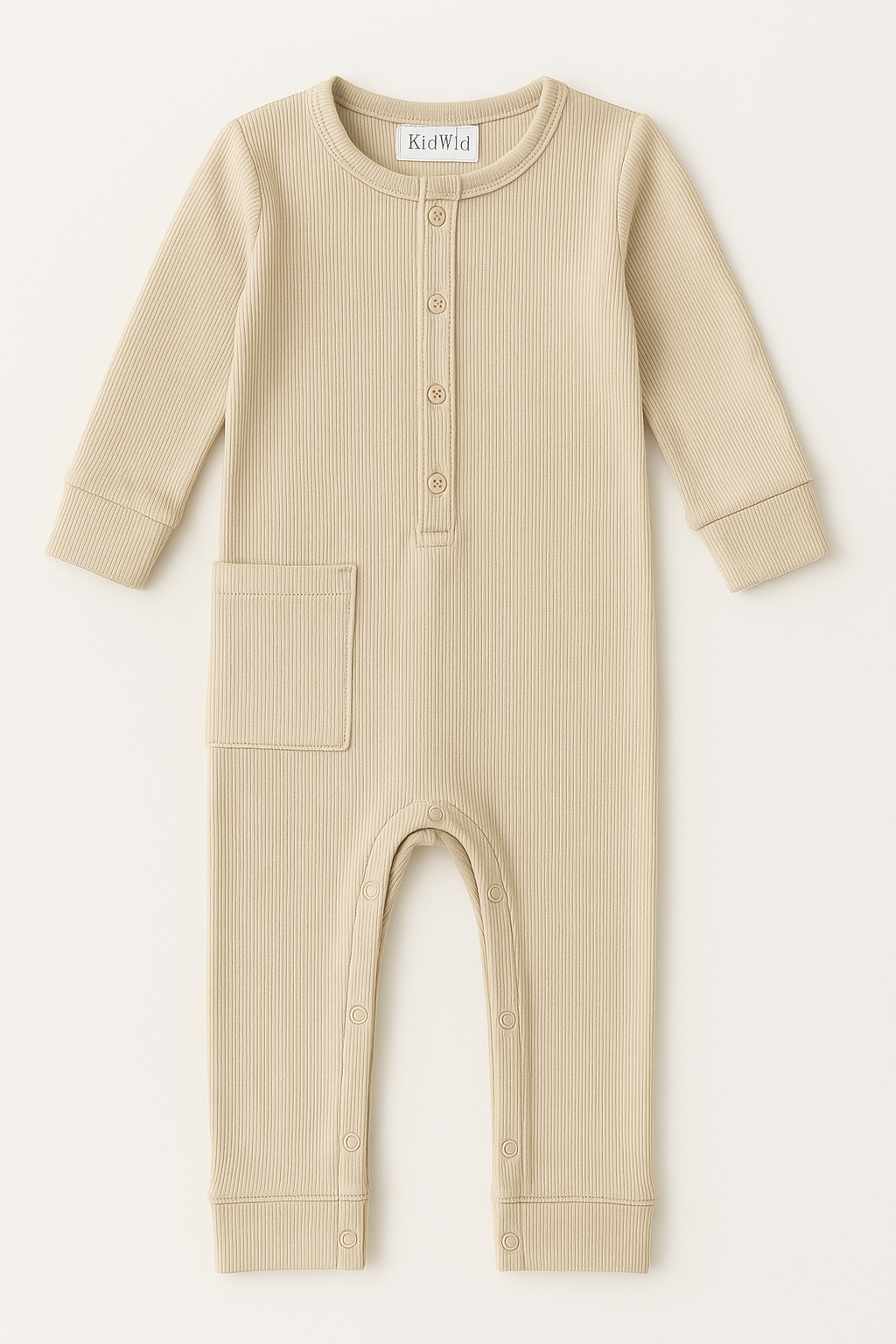 KidWild Organic | Rib Henley Playsuit - Oat