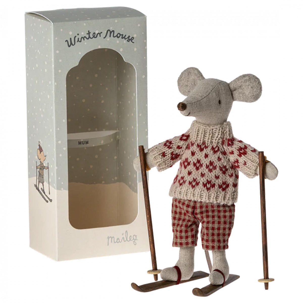 Maileg | Mum Winter Mouse W/Ski Set
