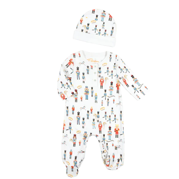 Petidoux Nutcracker & Toy Soldier Onesie Pajamas + Hat Seedling & Co.