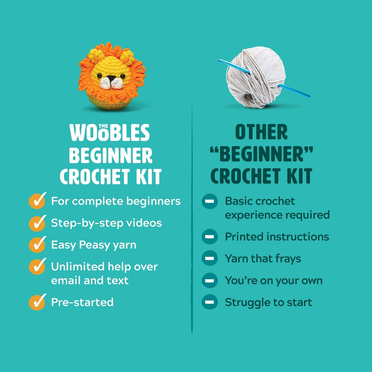 The Woobles | Disco Fred the Rainbow Dinosaur - Beginner Crochet Kit