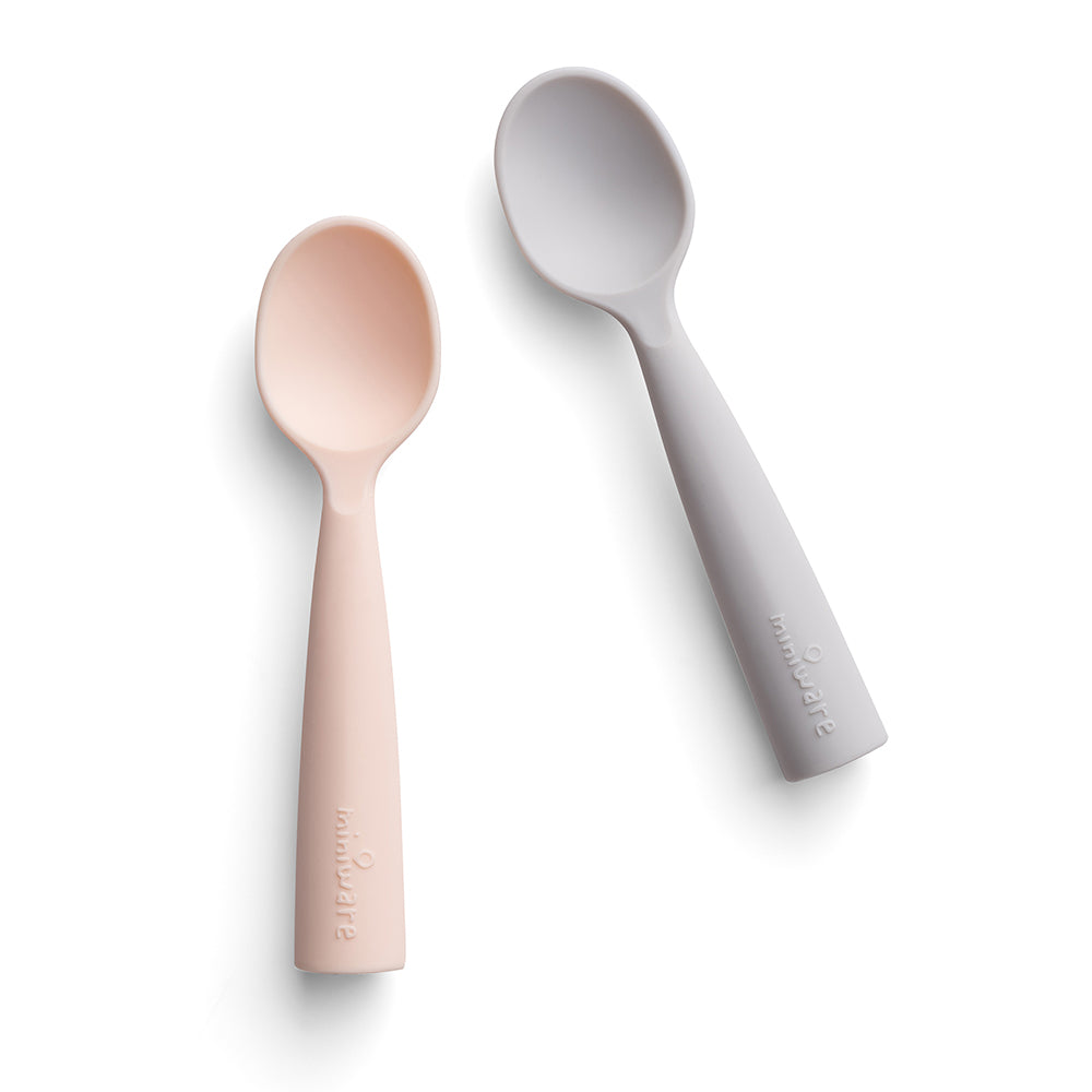 Mushie Silicone Feeding Spoons 2-Pack - Blush/Shifting Sand