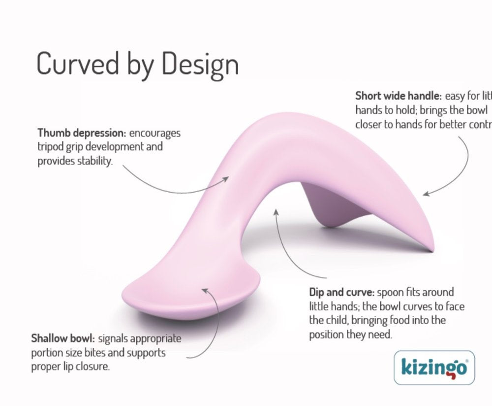  Kizingo Right-Hand Curved Baby Spoons for Toddler Self