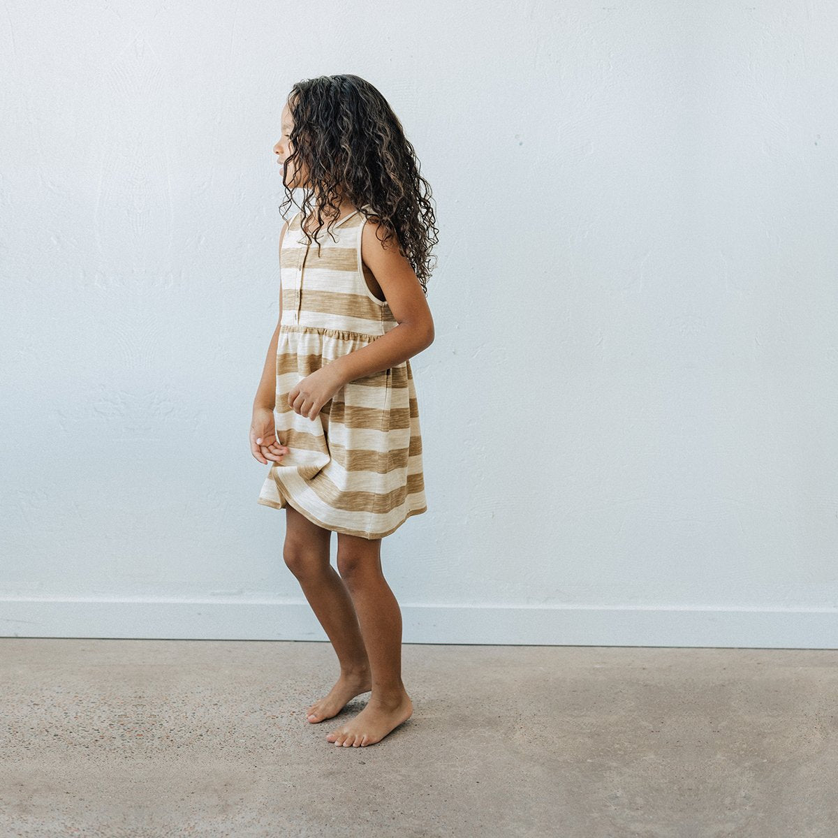 Kidwild | ORGANIC TANK DRESS - HONEY STRIPE