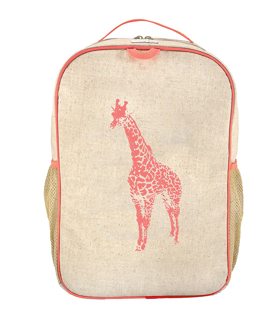 So Young - Neon Orange Giraffe Grade School Backpack