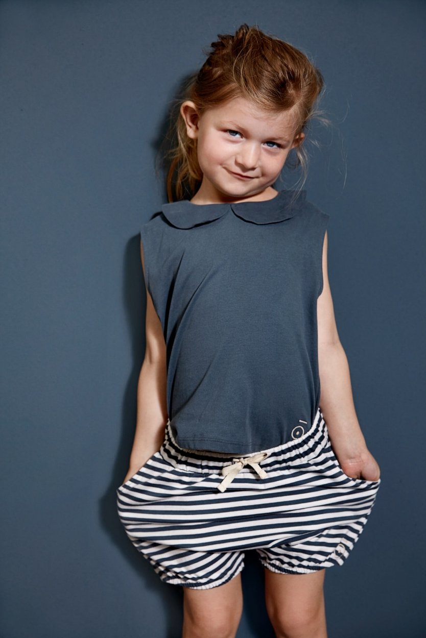 Gray Label | Puffy Shorts - Blue-Gray/Off-White Stripe