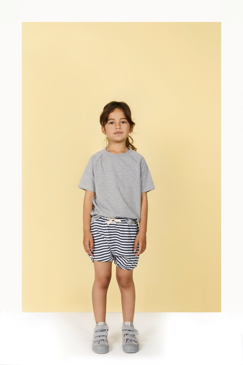 Gray Label | Puffy Shorts - Blue-Gray/Off-White Stripe