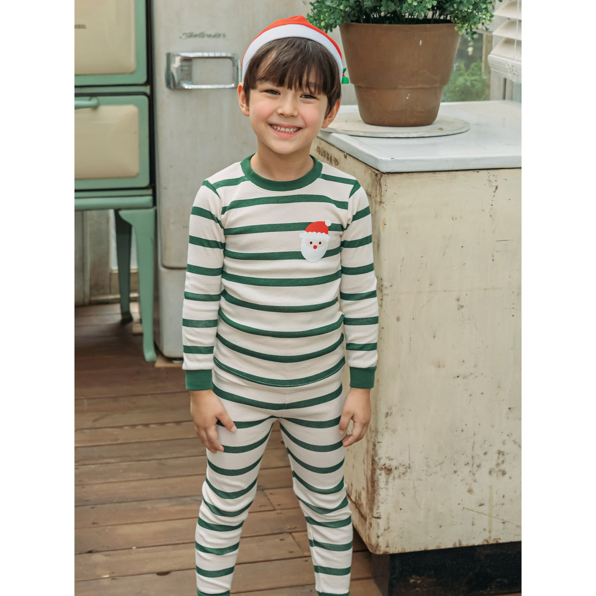 Maykids | Santa Striped Organic Christmas Pajama Set