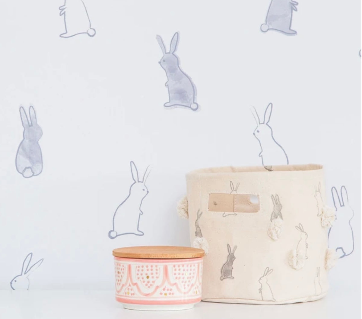 Pehr | Printed Mini Storage Bin - Bunny Hop