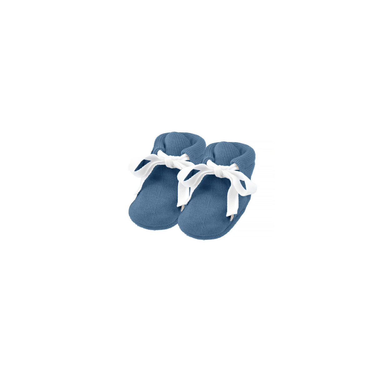 uaua baby booties in azul color with white ties