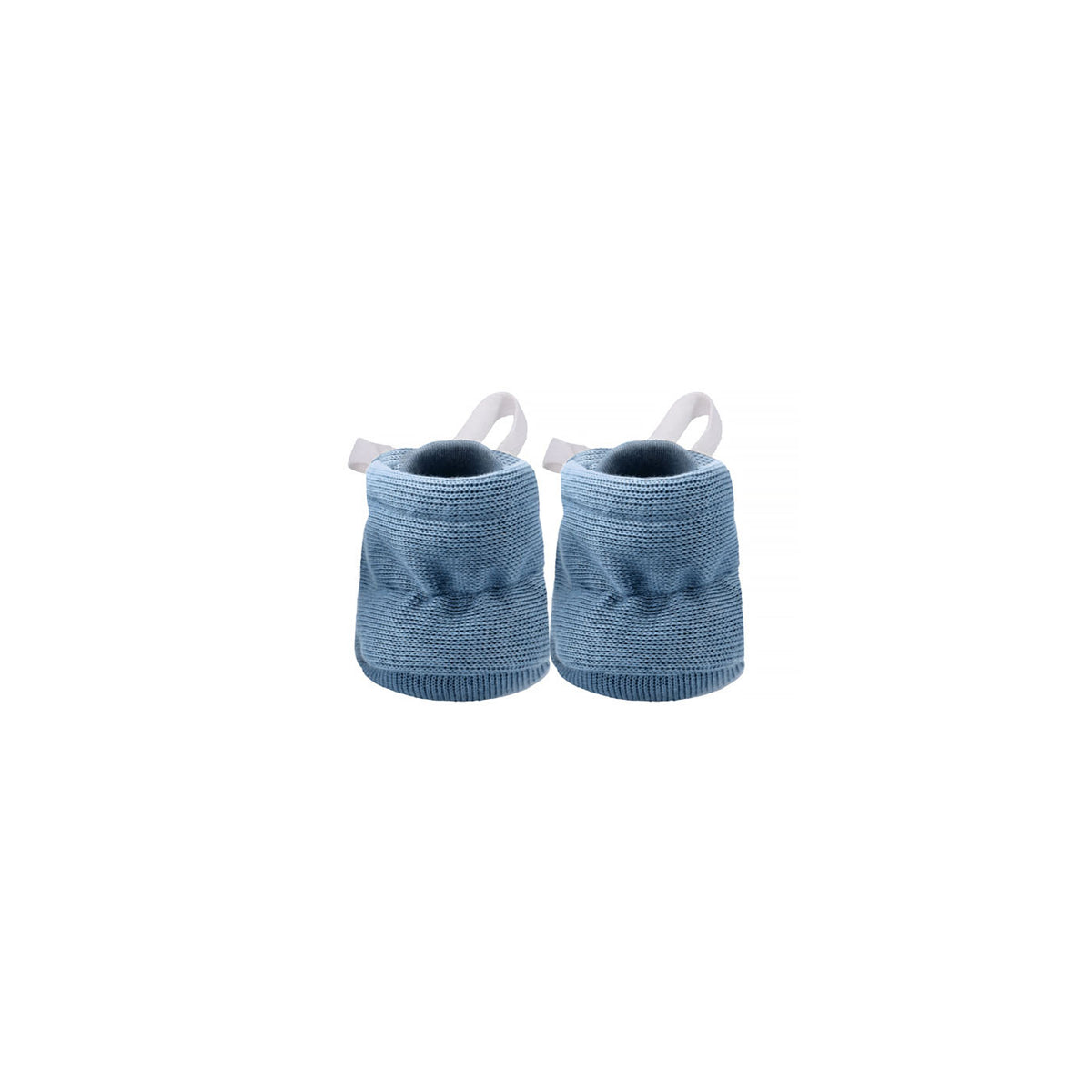 back view of uaua baby booties in azul color